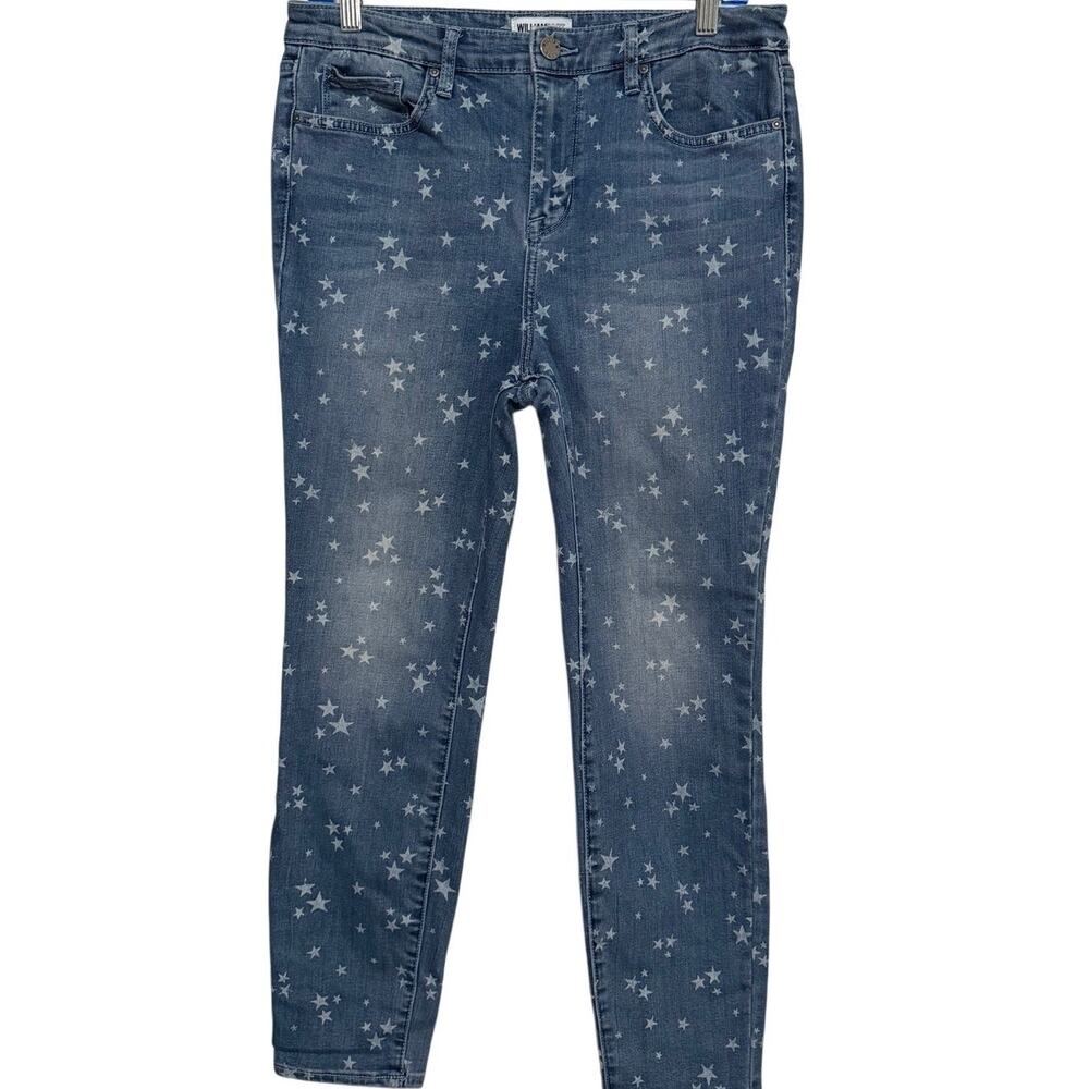 William Rast Junior's High Rise Skinny Distressed Star Blue Denim Jeans Size 31
